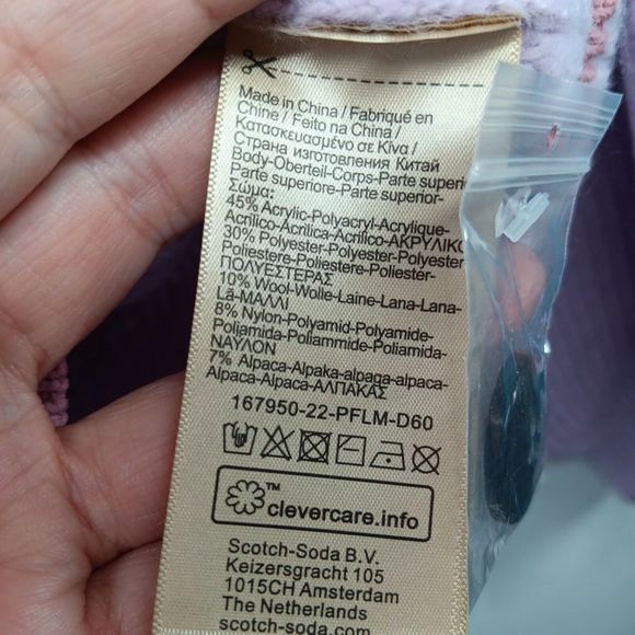 NWT & Bag Scotch & Soda $178.00 MSRP Fuzzy Kniited Cardigan Size XL Soft Orchid - Picture 15 of 16